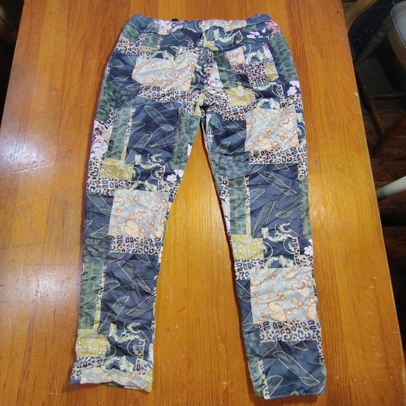 TEMPO PARIS Patchwork Pants XL All Over Print Boho Leopard Floral Made in Italy - Picture 6 of 8